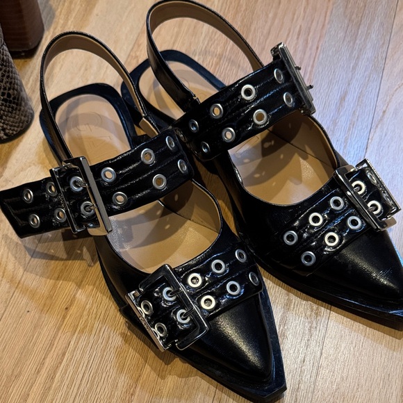 Ganni Feminine Buckle Ballerinas in Black, Size 10 / 41 - Picture 5 of 6